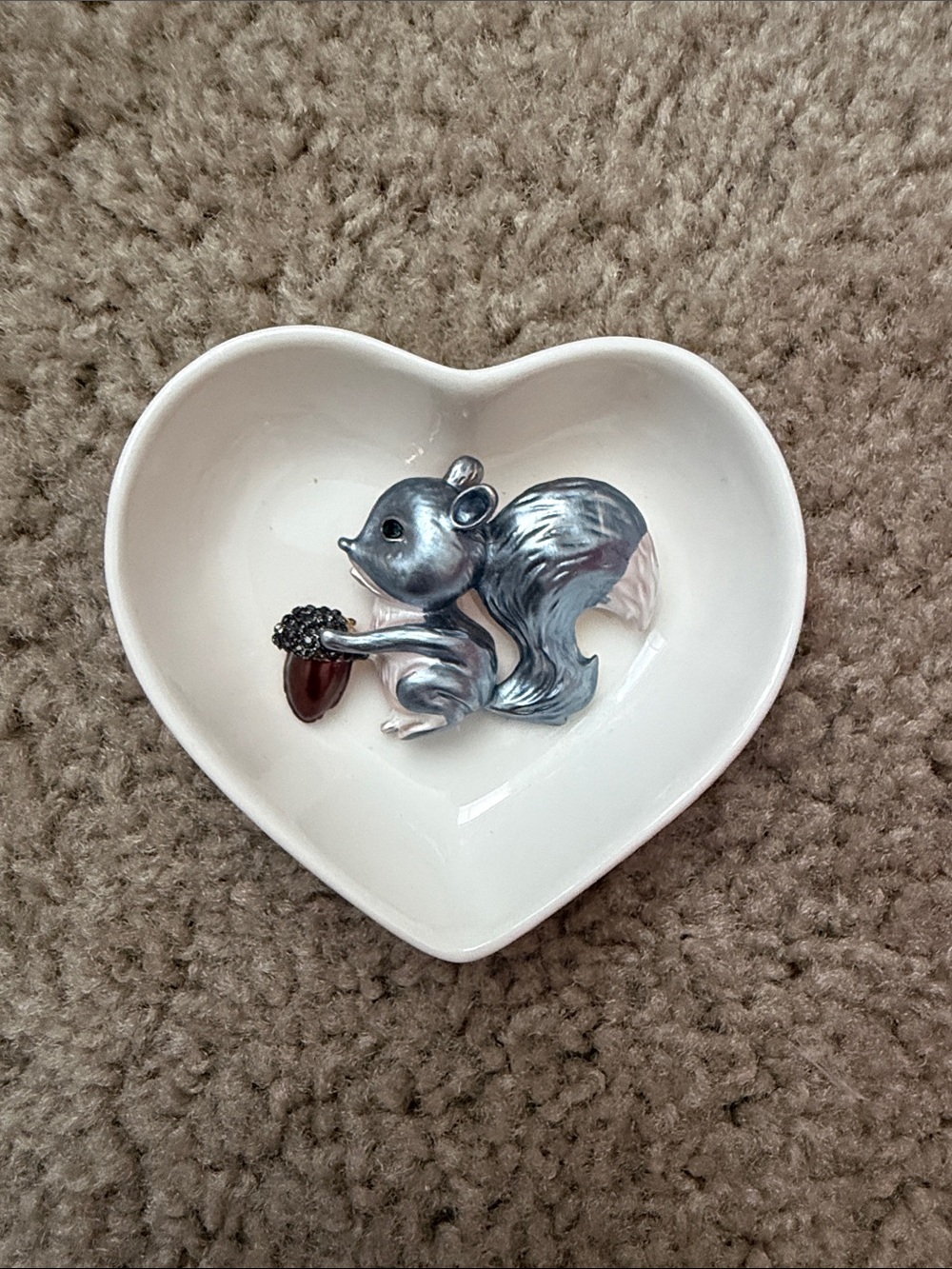 Silver Squirrel Brooch - White and Silver